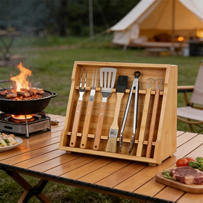 Bamboo BBQ Grill Tool Organizer Box Bamboo BBQ Grill Tool Organizer Box